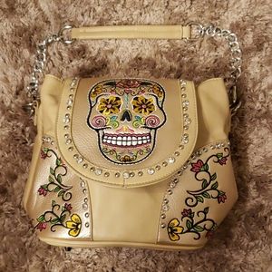 Montana West Bling Sugar Skull Handbag w 2 Straps